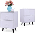 White 2 Drawer Wood Nightstand Z283