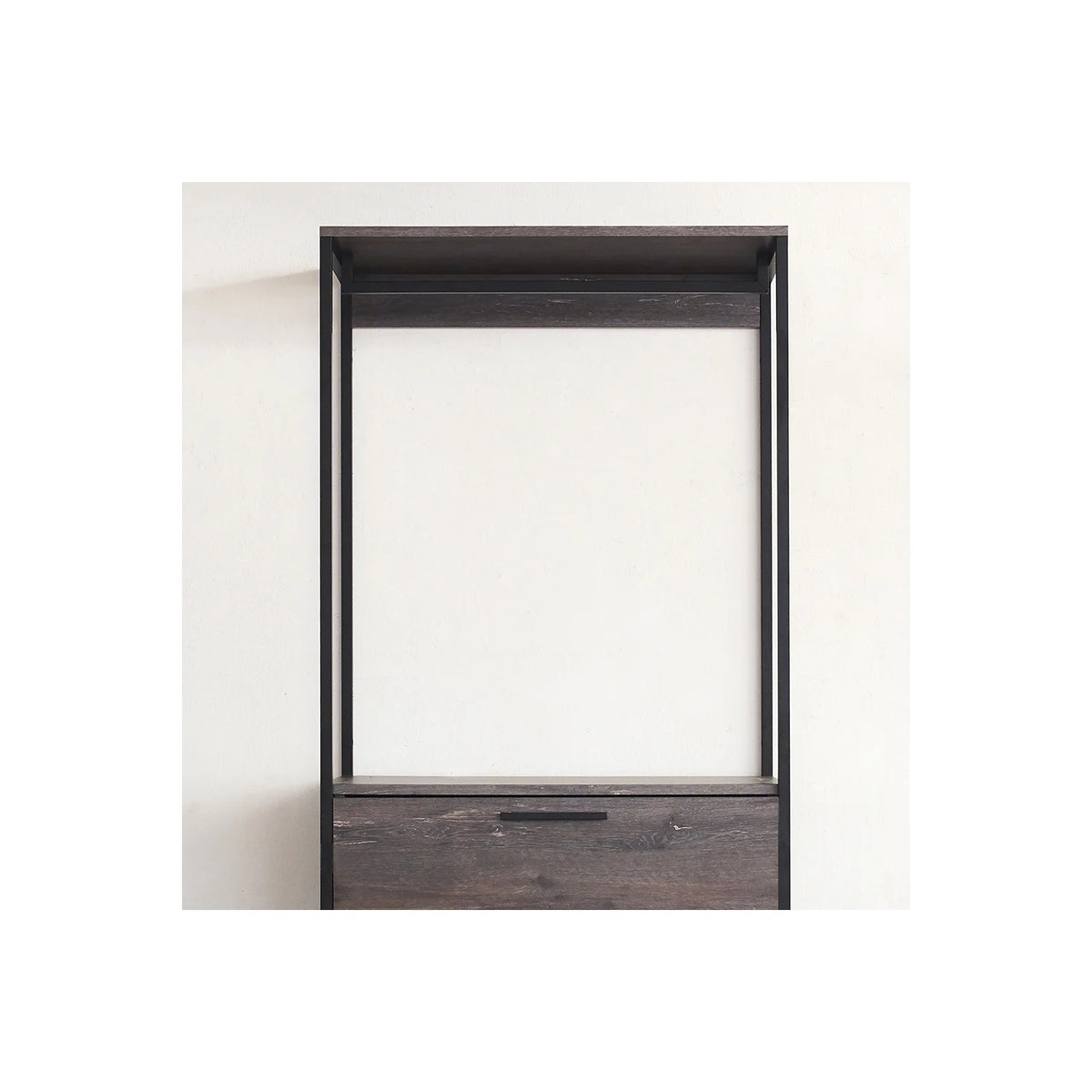 Rustic Gray Wood and Metal Walk-in Closet with 3-Drawer M45058