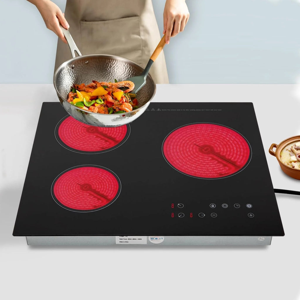 2600W 110V Portable Induction Cooktop 3 Burners Touch Control Countertop W80698