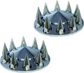 Semi Truck Chrome Front Axle Wheel Cone Style Cover Kit Hub Cap with 33mm Spike Thread-On Nuts Covers N2056