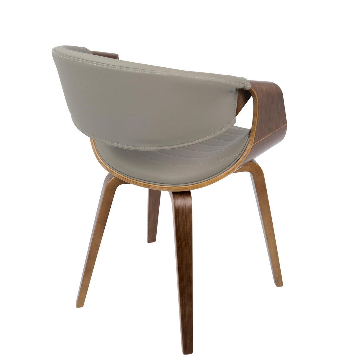 Walnut Wood and Grey Faux Leather Dining Chair I3425