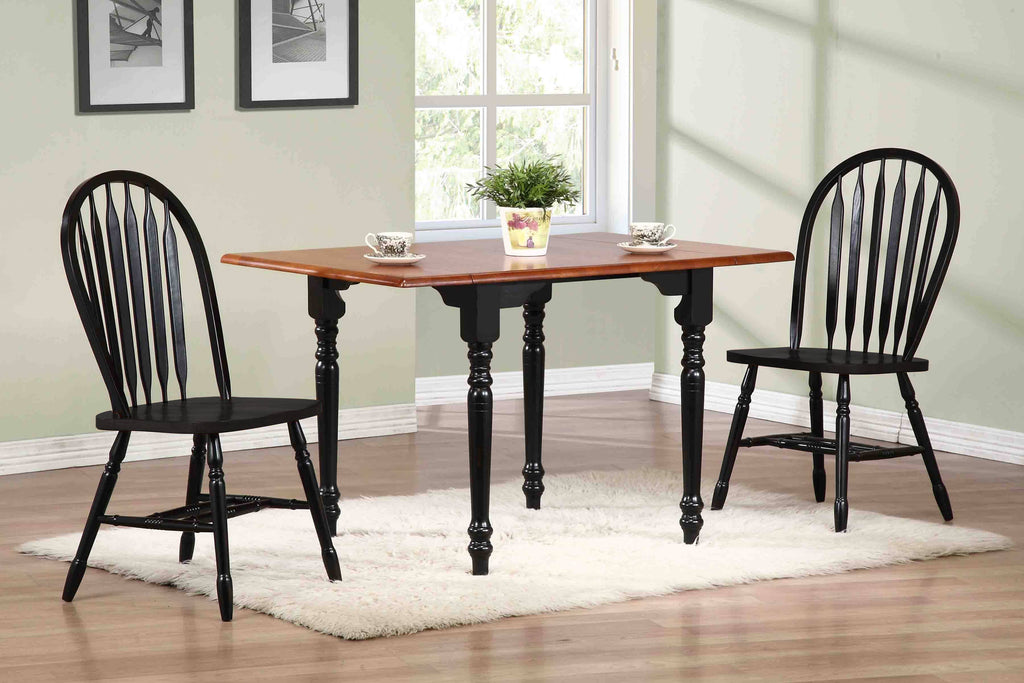 Black Cherry 3 Piece Drop Leaf Dining Set with Arrowback Chairs B28451