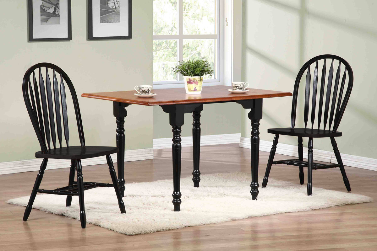 Black Cherry 3 Piece Drop Leaf Dining Set with Arrowback Chairs B28451