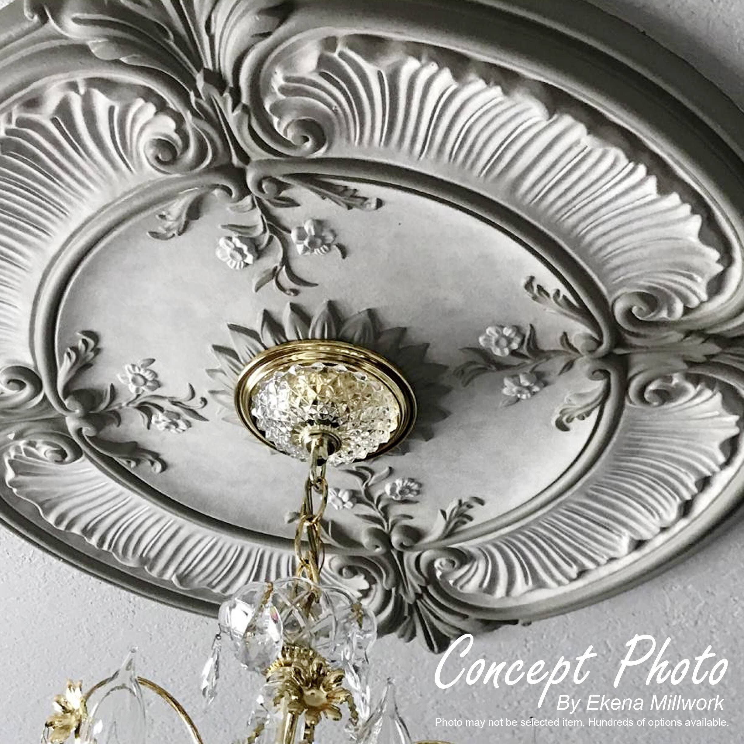 Green Gold Hand-Painted Ceiling Medallion U7498