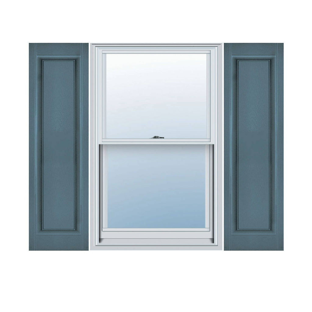 12 inchw x 29 inchh Vinyl Raised Panel Shutters with Shutter-Loks, Wedgewood Blue E87376