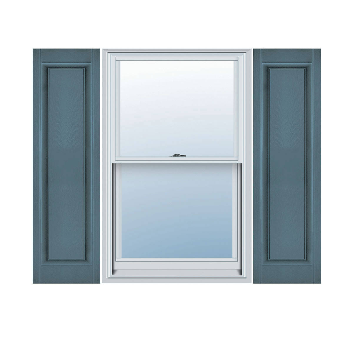 12 inchw x 29 inchh Vinyl Raised Panel Shutters with Shutter-Loks, Wedgewood Blue E87376