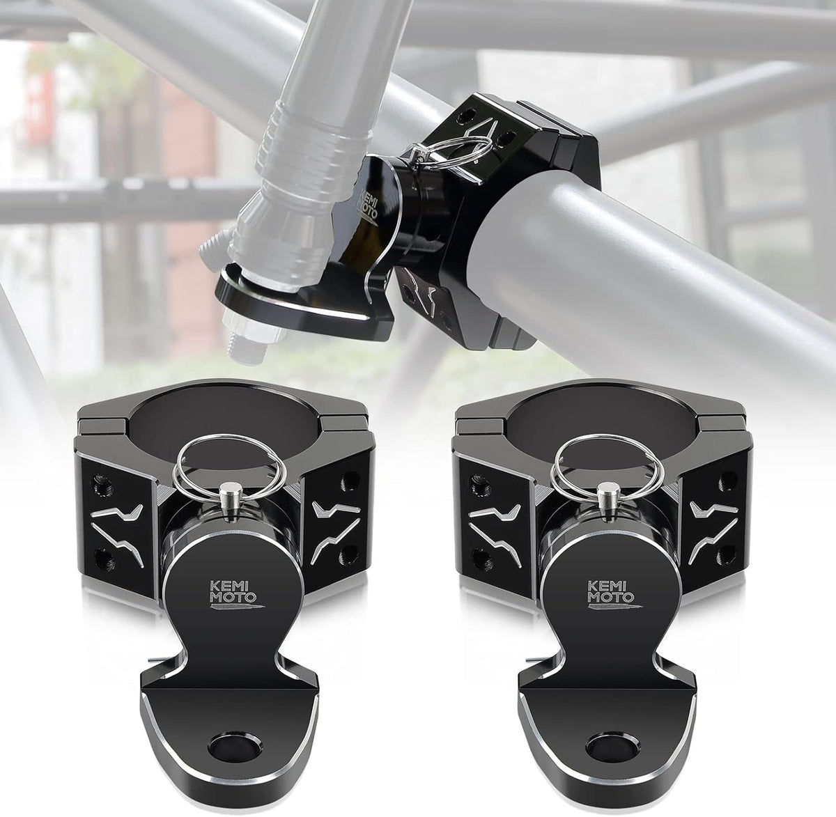2PCS Aluminum Adjustable UTV Whip Mount for 1.75-2 Roll Bar T578