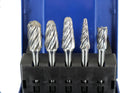 5 pc Set Aluminum Carbide Rotary Burr File, 1/2 Inch and 3/8 Inch Head, 1/4 Inch Diameter 2 Inch Long Shank L579867
