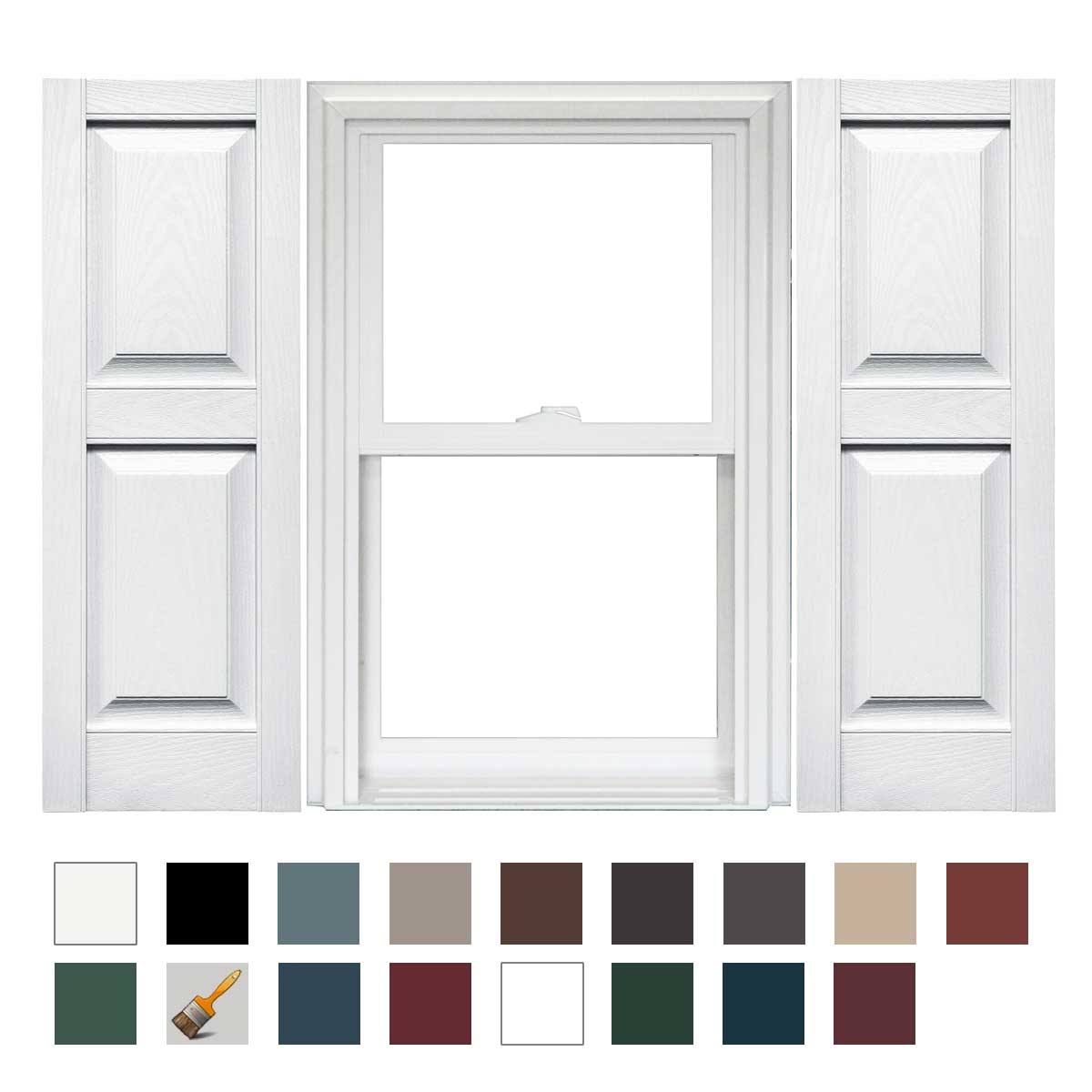 Raised Panel Vinyl Shutters (1 Pair) 14.75 x 59 White T215408