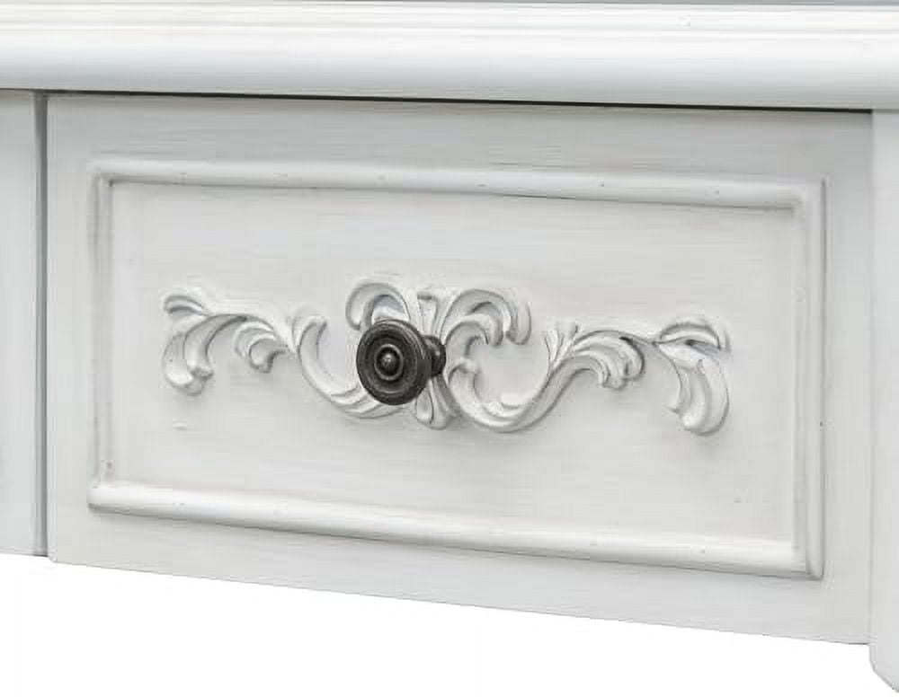 Espresso Solid Wood Half-Moon Console Table with 3 Drawers and Shelf S36308