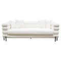 Faux White Shearling Sofa with Black Powder Metal Legs L93051