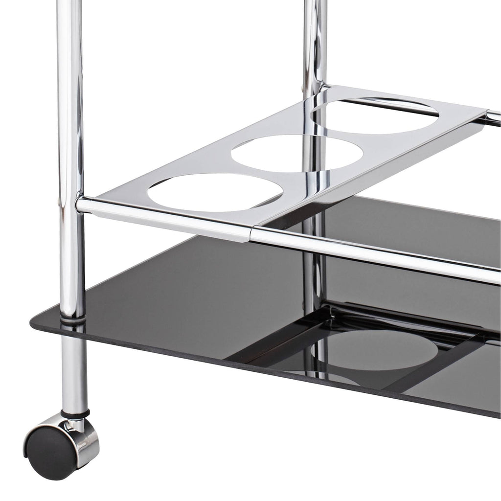 Black Glass Rolling Serving Cart V16269