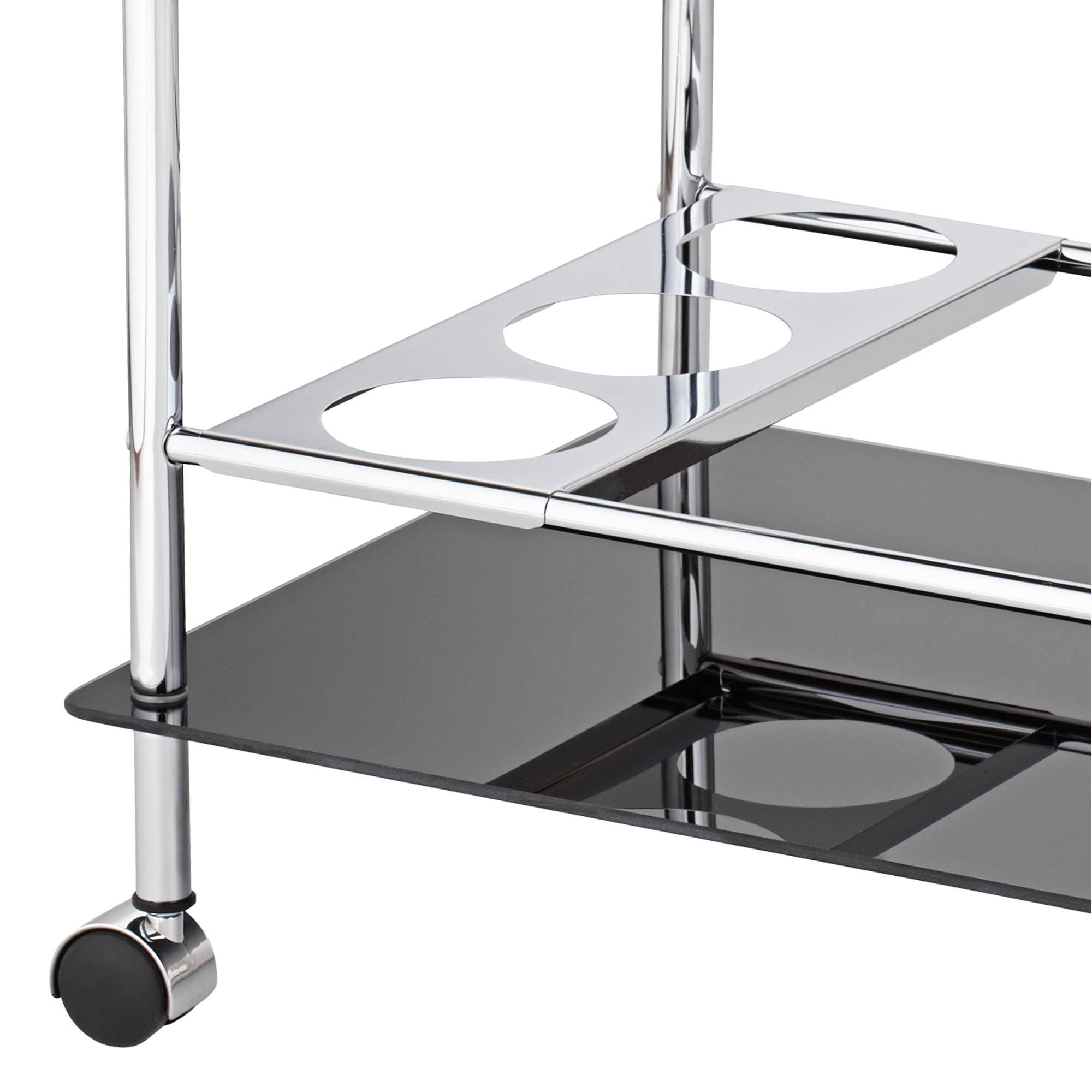 Black Glass Rolling Serving Cart V16269