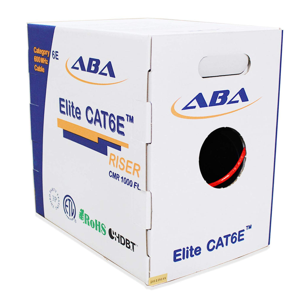 Cat6 CMR Riser Ethernet Cable 1000ft, 24AWG, Solid Bare Copper Wire, 600MHz, Red R5456