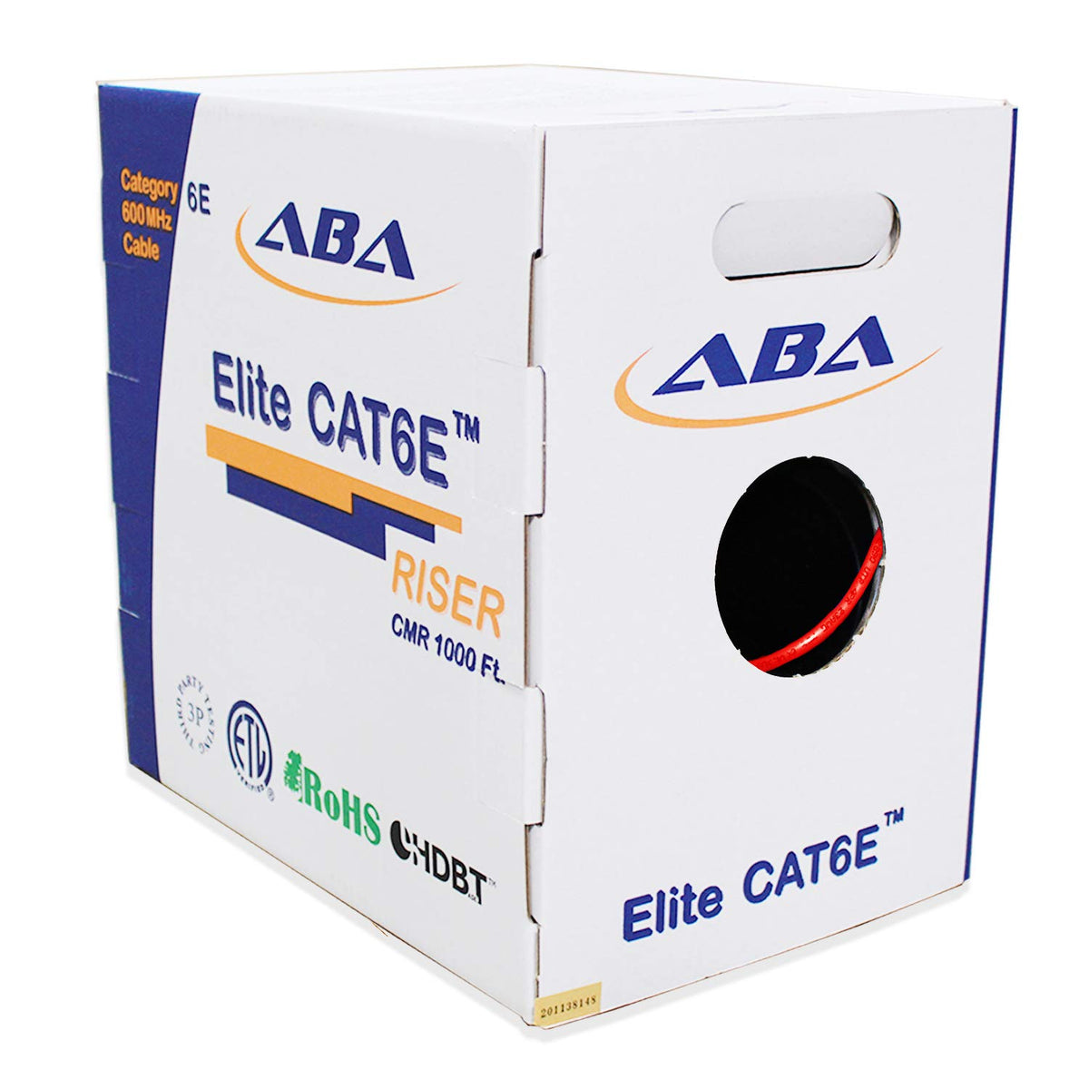 Cat6 CMR Riser Ethernet Cable 1000ft, 24AWG, Solid Bare Copper Wire, 600MHz, Red R5456