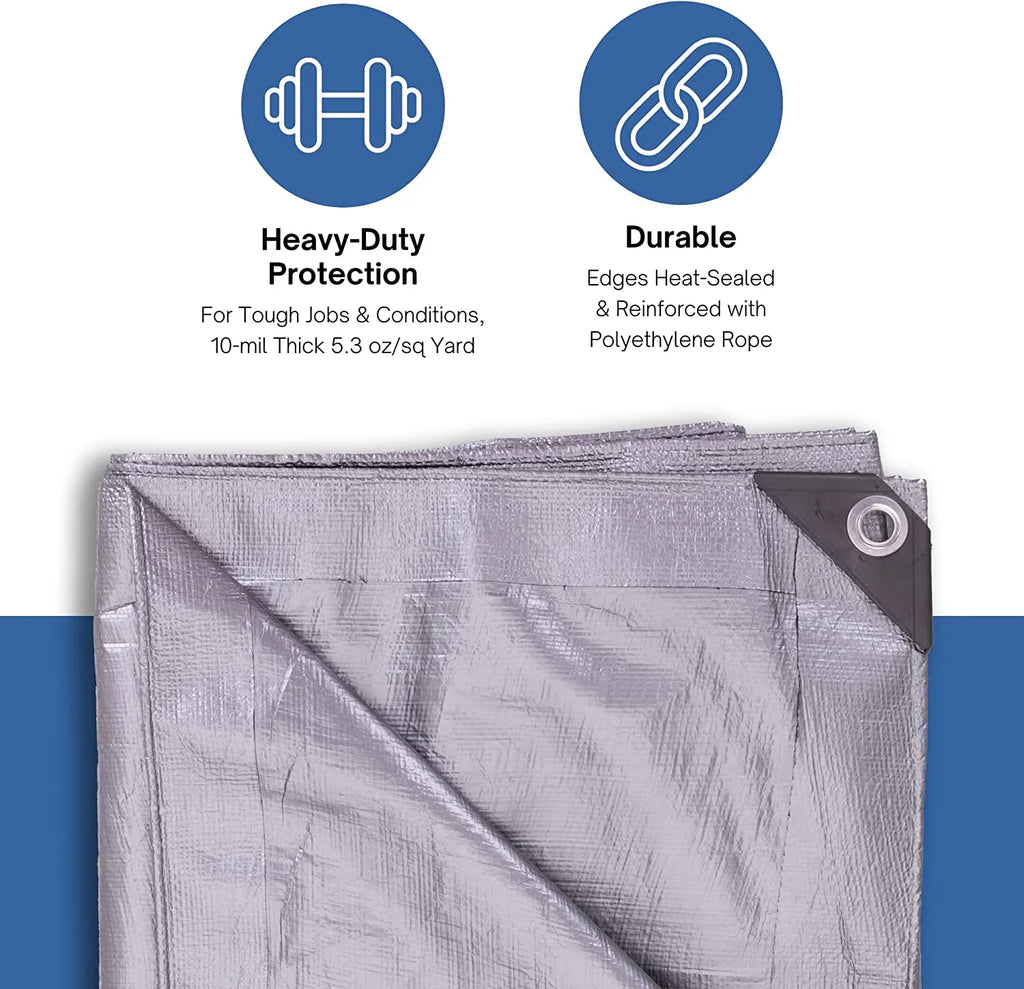 Heavy-Duty 10-mil Silver Poly Tarp C55132