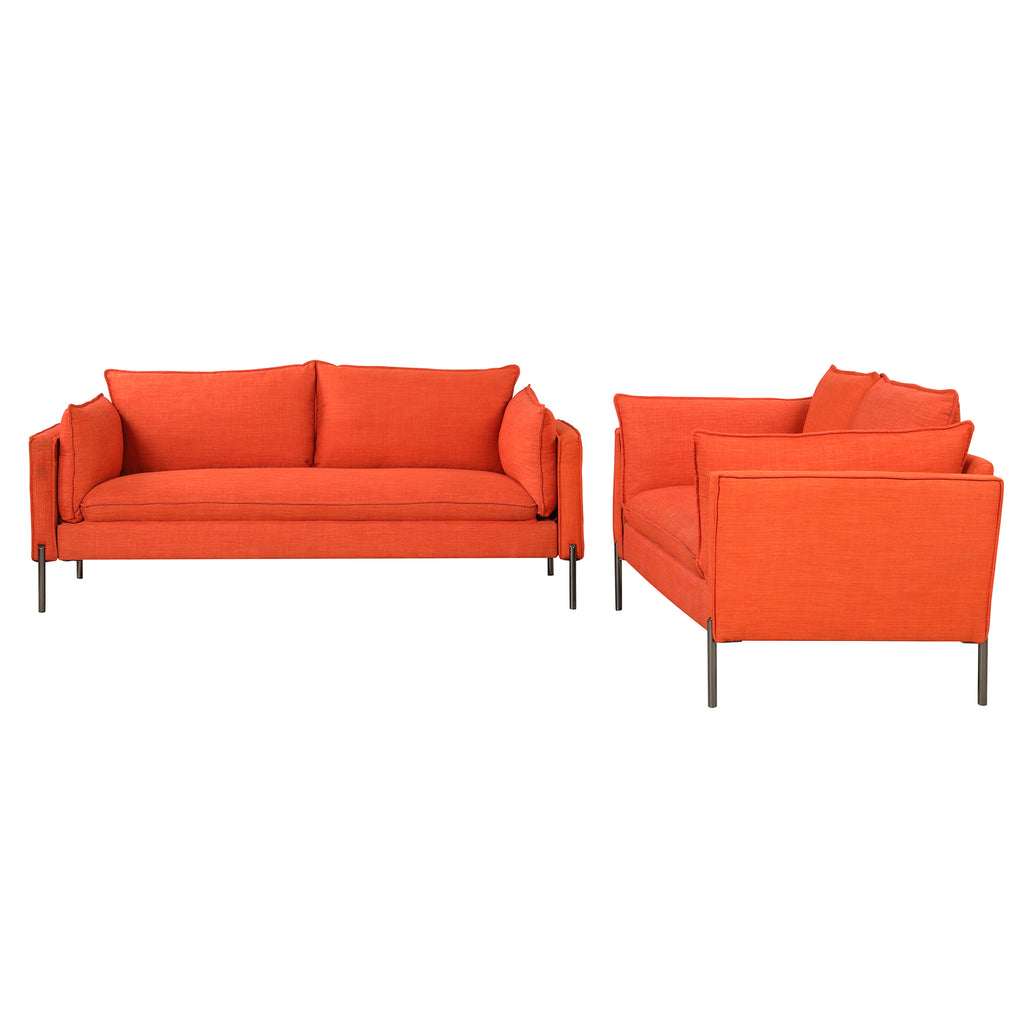 2 Piece Linen Fabric Loveseat and 3 Seat Couch Set K188