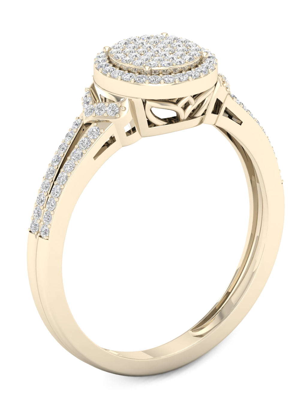 1/4Ct TDW Diamond 10K Yellow Gold Halo Engagement Ring Y42751