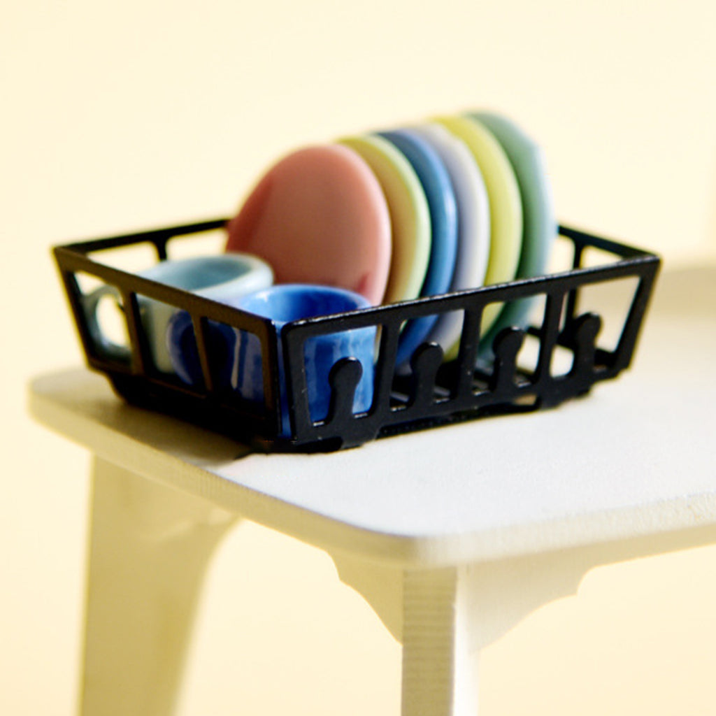 1/12 Mini Dollhouse Metal Dish Rack Toy C554916