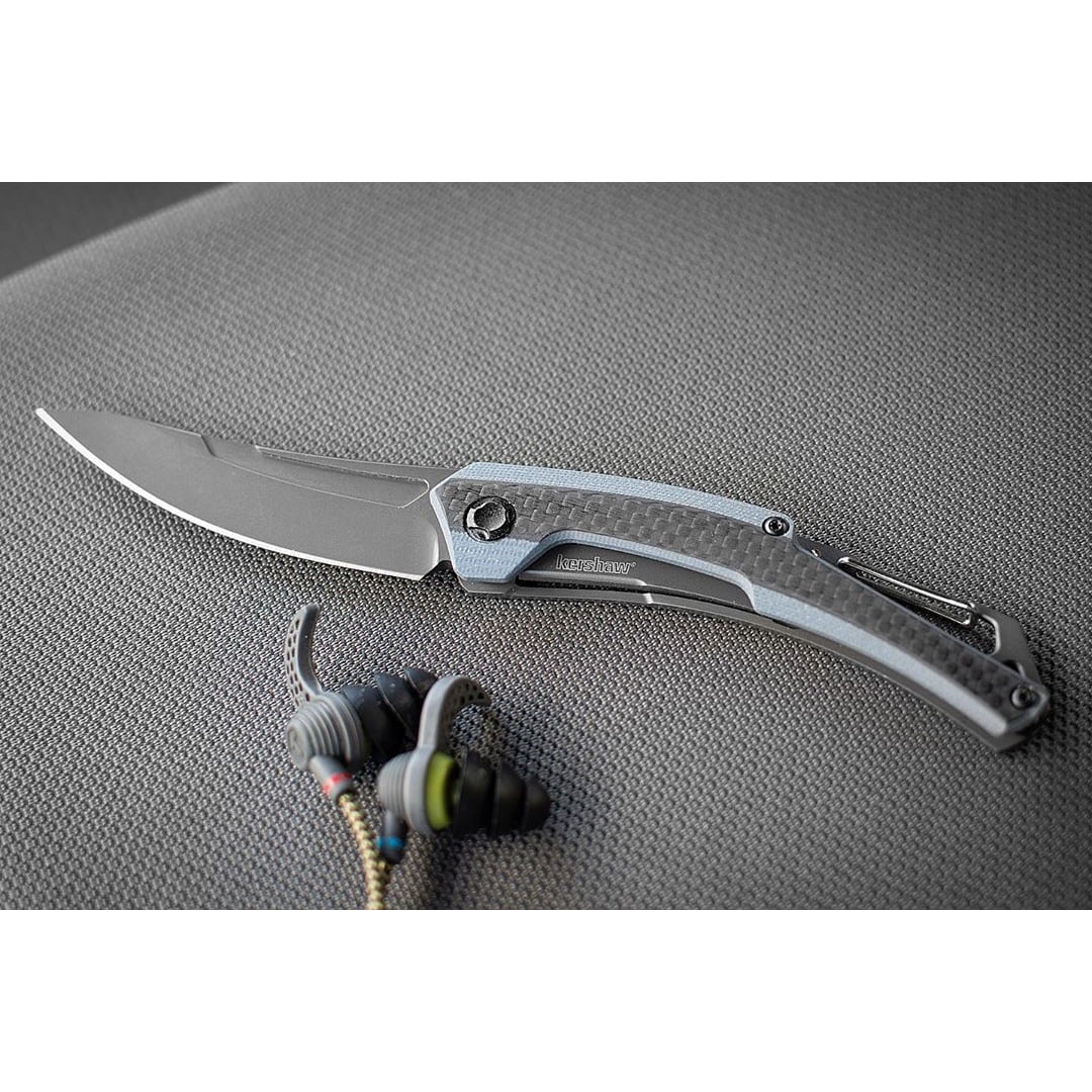 Black Lightweight 3 inch Blade Manual Knife with Carbon Fiber Overlay K847