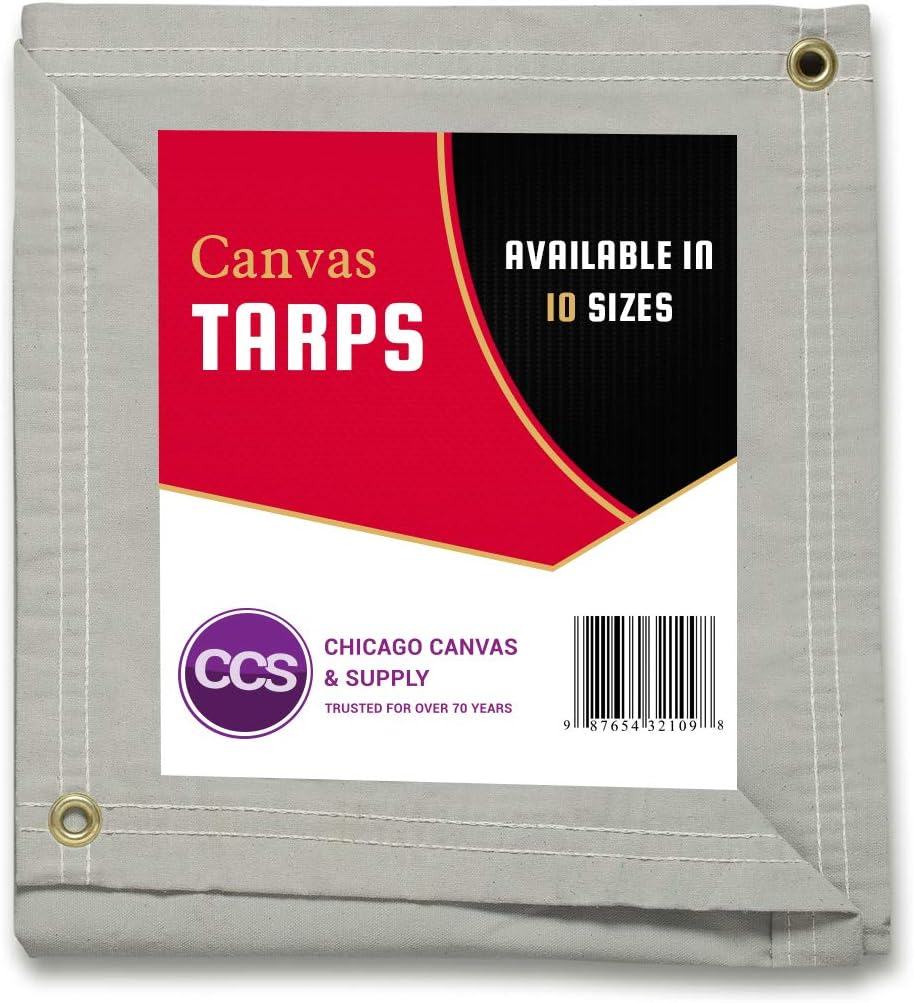 Olive Drab 10 by 12 Feet Waterproof Canvas Tarp with Rustproof Grommets J6368