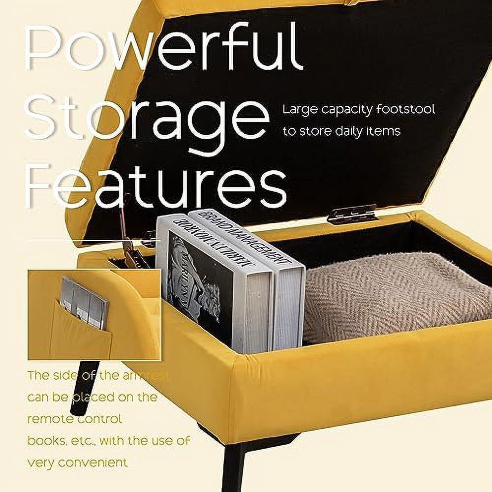 Yellow Velvet Accent Chair with Ottoman P2411