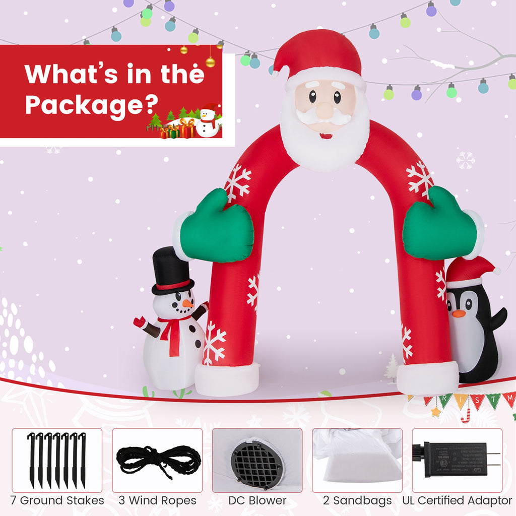 10FT Inflatable Christmas Santa Archway Decoration with LED Lights R594919