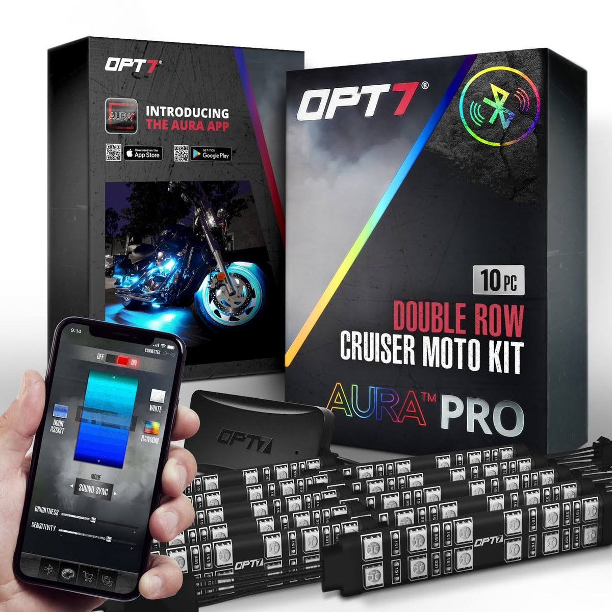 Aura Double Row Motorcycle Multi-color LED Light Strip Kit W81426
