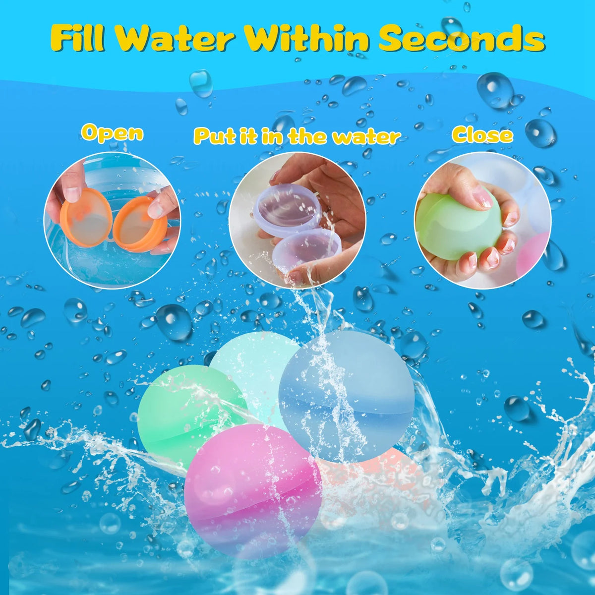 12 Pack Self-Sealing Silicone Water Balloons O261714
