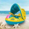 Inflatable Swimming Ring Pool Float with Canopy Sunshade Roof Z142864