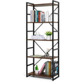 5-Tier Rustic Wood and Metal Standing Bookshelf U837
