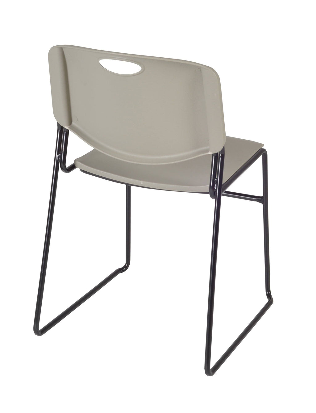 Grey Square Breakroom Table with 4 Stack Chairs U792271