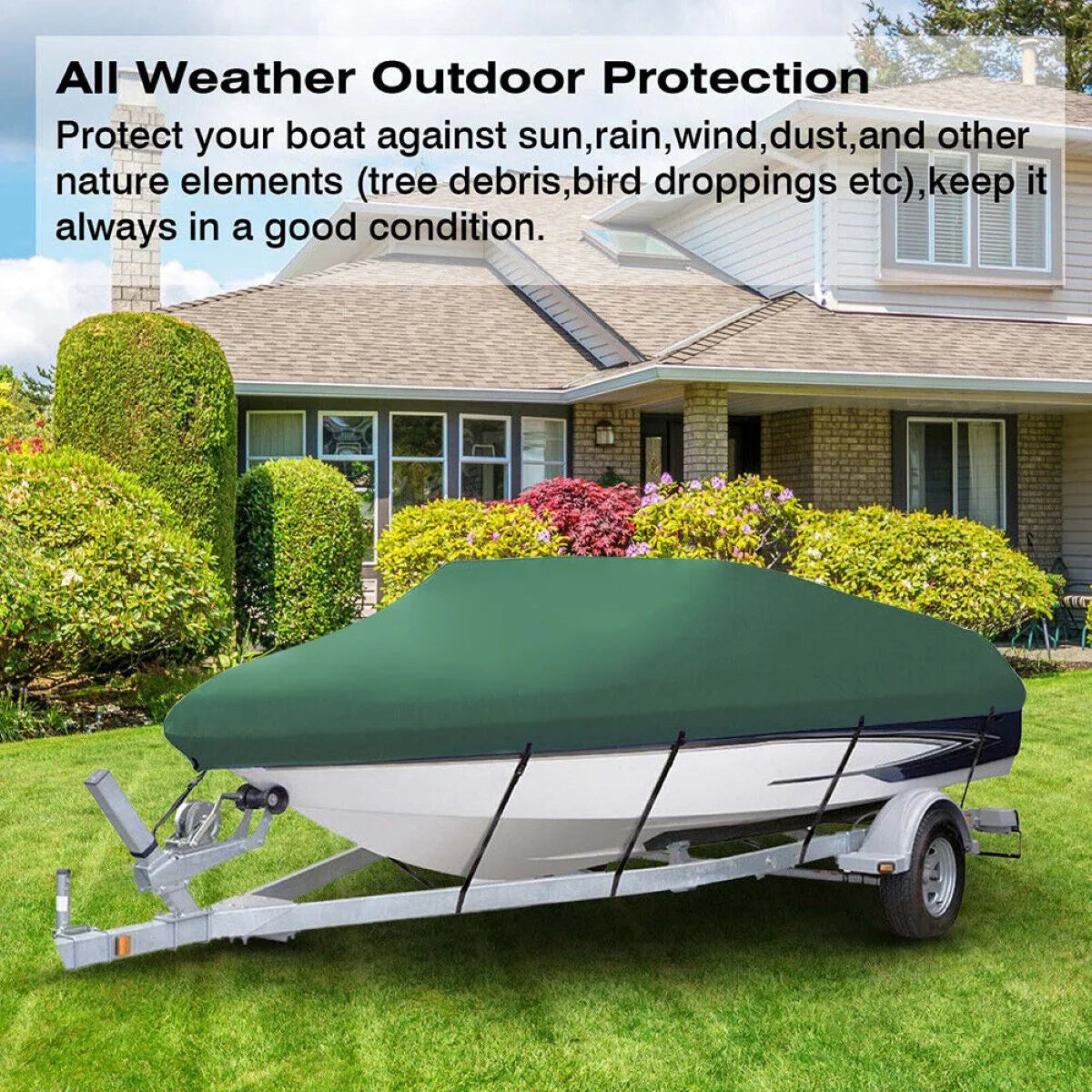 Green Waterproof Heavy Duty Boat Cover 11ft-13ft U763881
