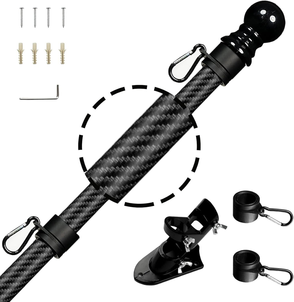 Black Carbon Fiber Flag Pole with Wall Mounted Holder O632