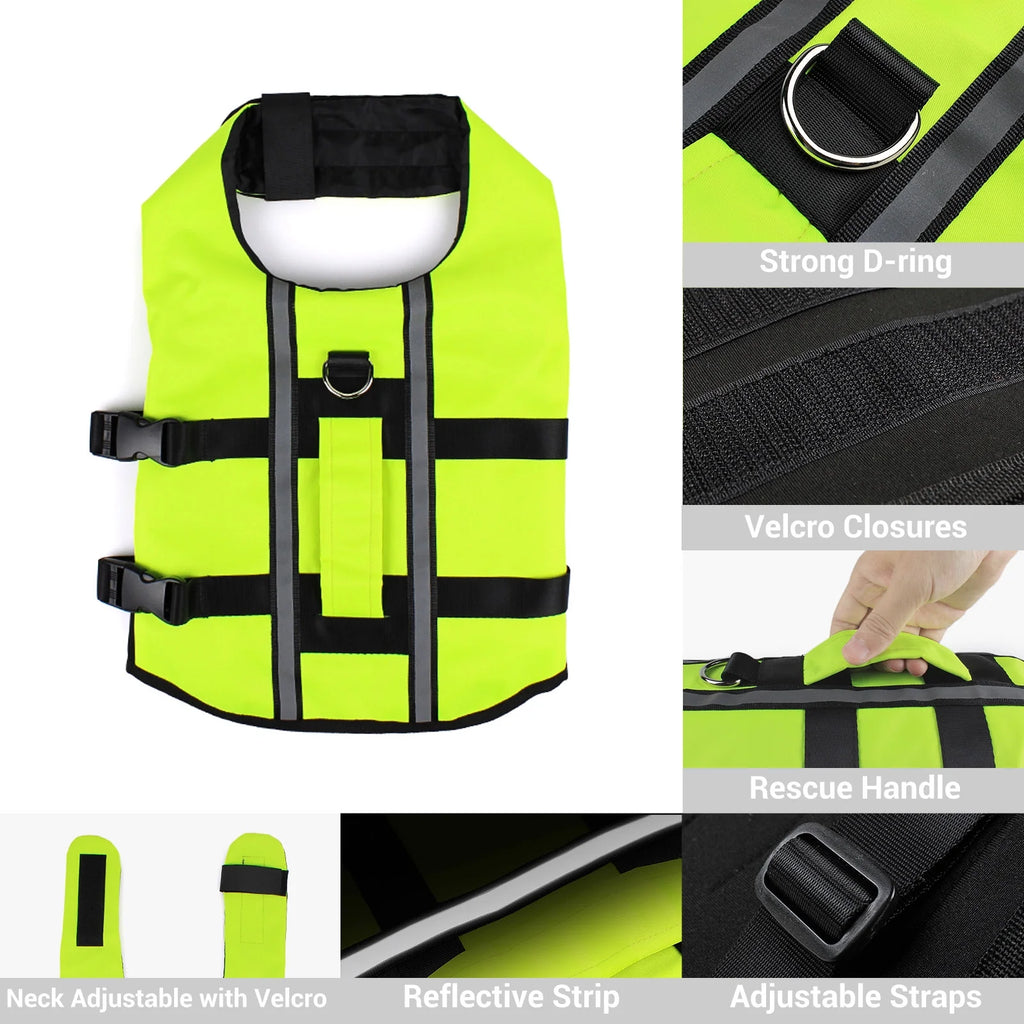 Fluor GREEN M Dog Life Jacket C1927