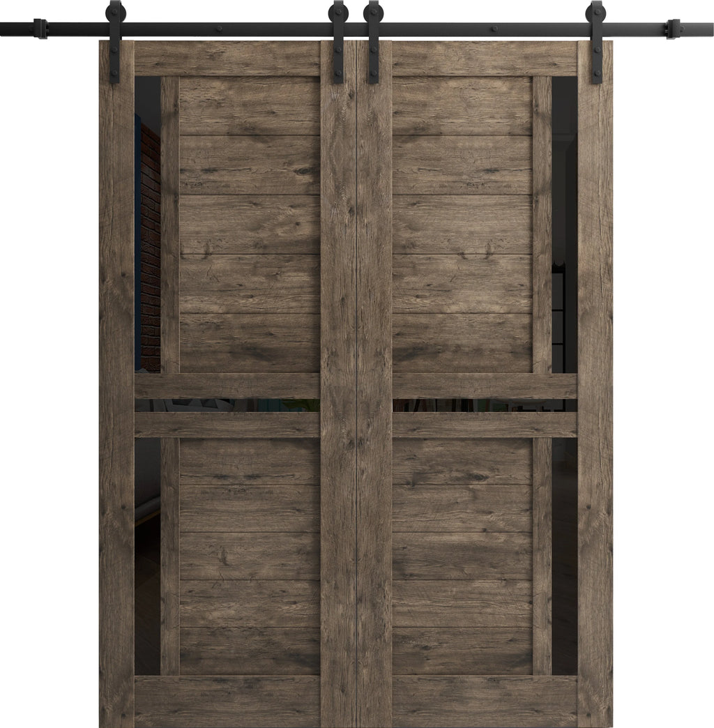Double Barn Door 48 x 80 inches with Black Glass L61779