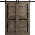 Double Barn Door 48 x 80 inches with Black Glass L61779
