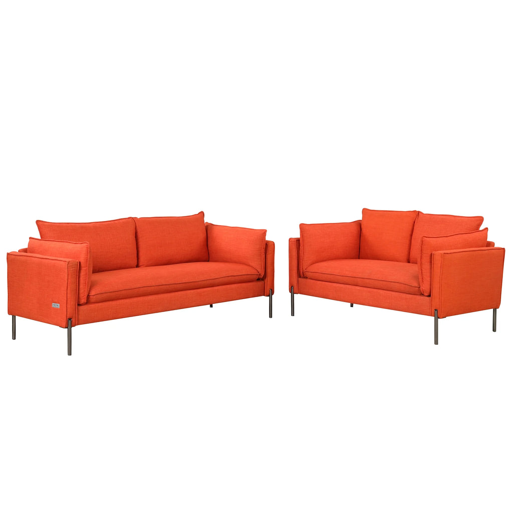 2 Piece Linen Fabric Loveseat and 3 Seat Couch Set K188