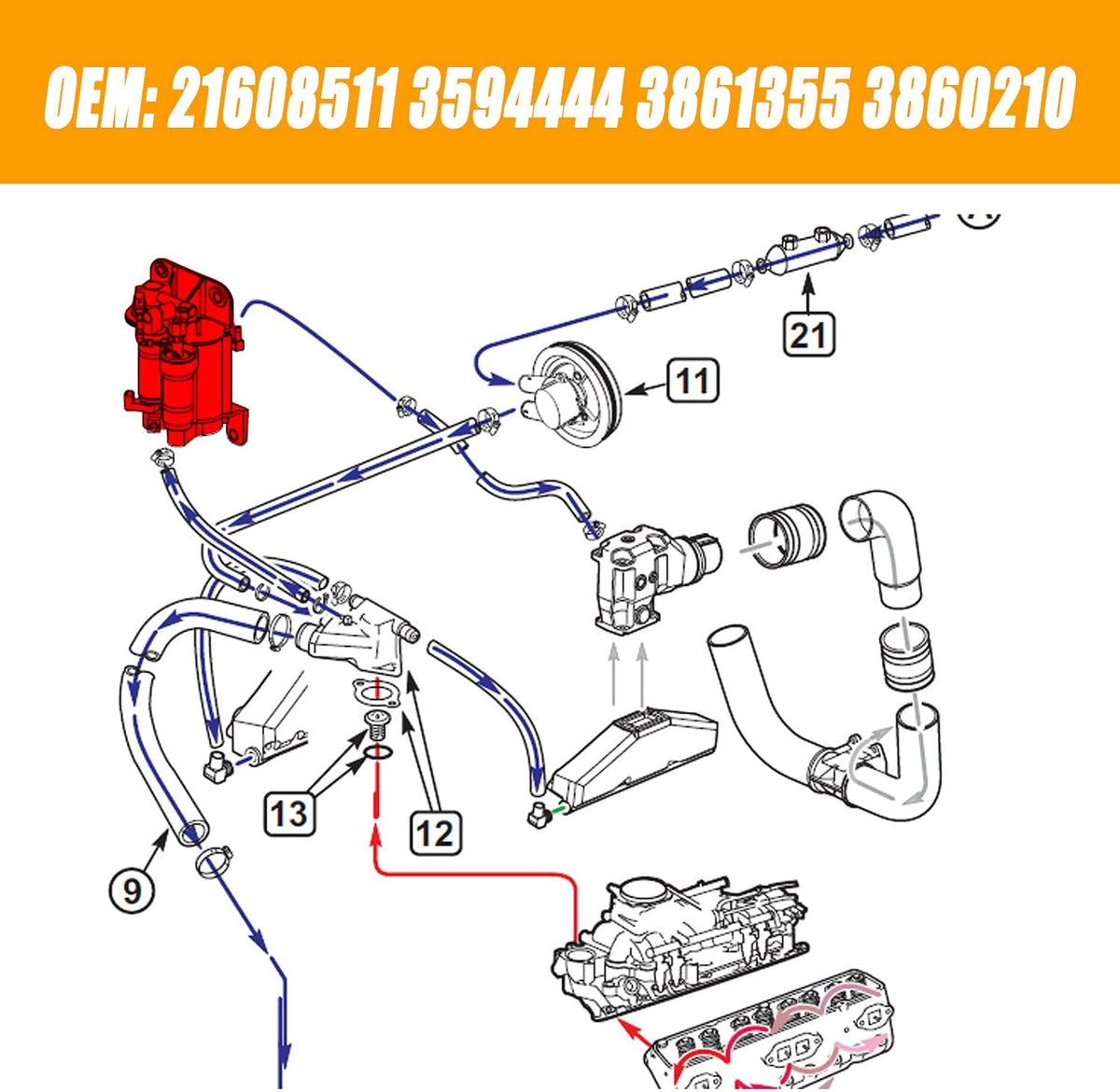 Electric Fuel Pump Assembly Compatible with Volvo Penta 4.3GXI 5.0GXI 5.7GI Replace 21608511 21545138 A318