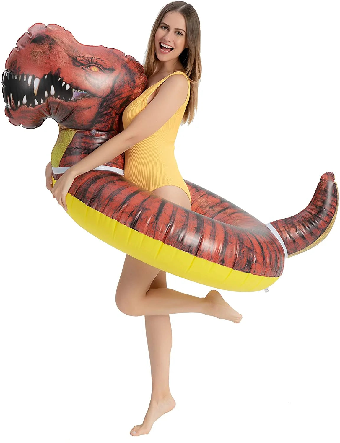 Inflatable T-Rex Pool Tube Floaty Toy (Brown) N44219