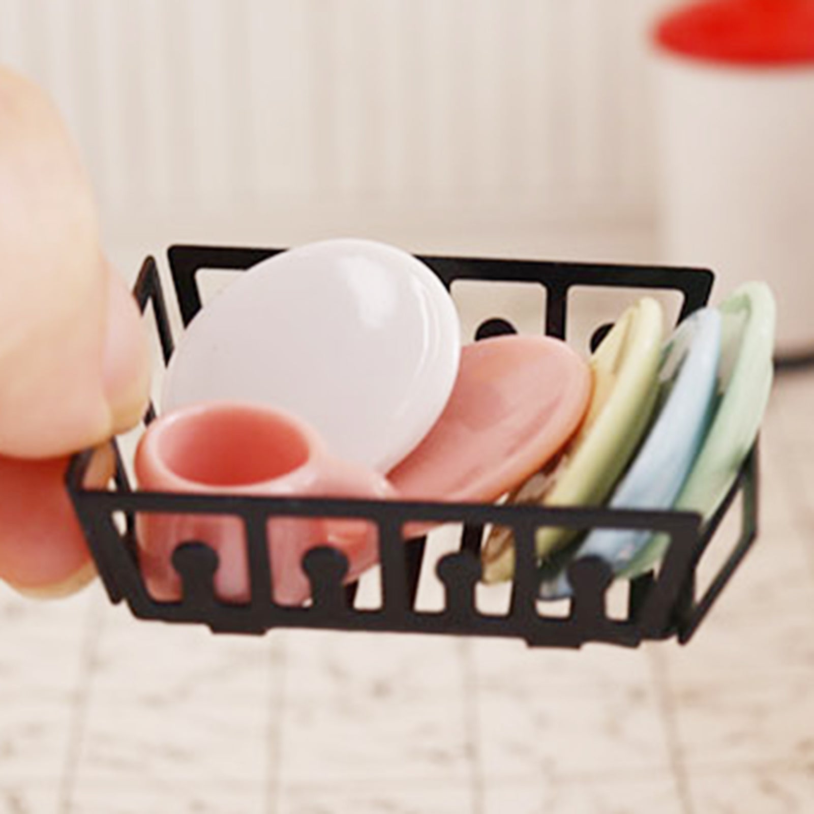 1/12 Mini Dollhouse Metal Dish Rack Toy C554916