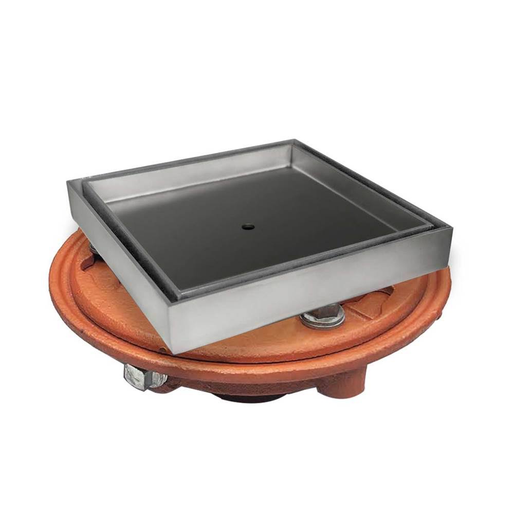 Satin Stainless Steel Shower Drain Kit with Cast Iron Body L883