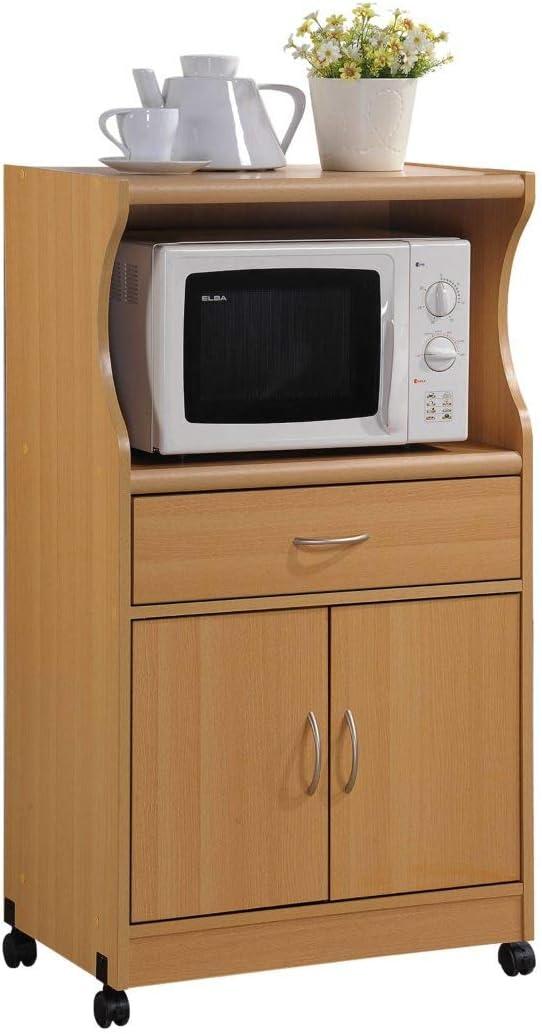 White Microwave Cart with One Drawer V902022