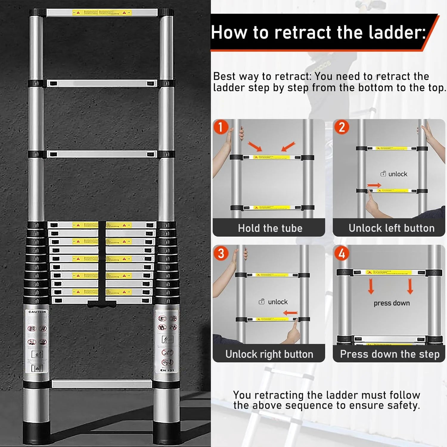 8.5FT Aluminum Telescoping Ladder J447484