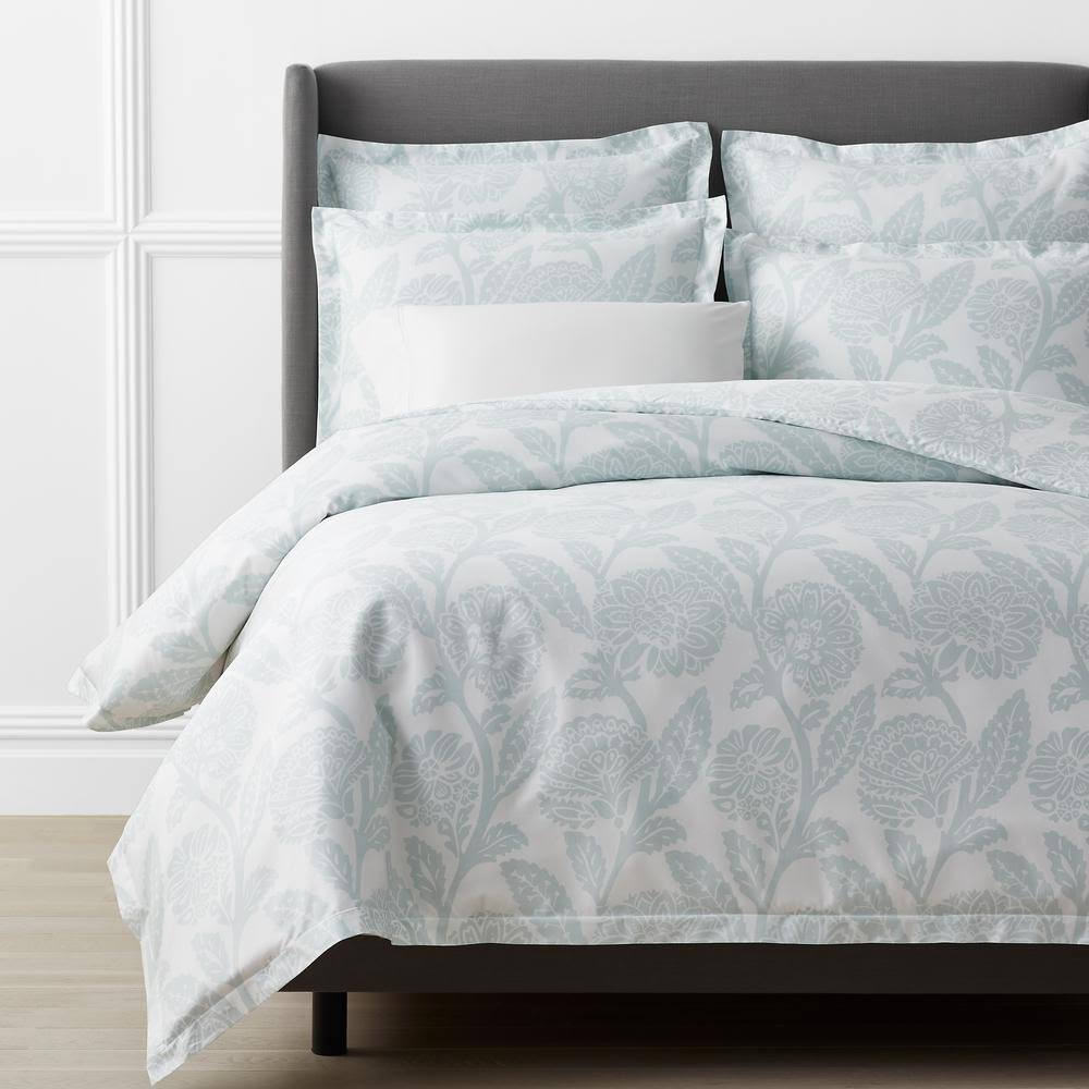 Sky Blue Floral Full Sateen Duvet Cover Z7749