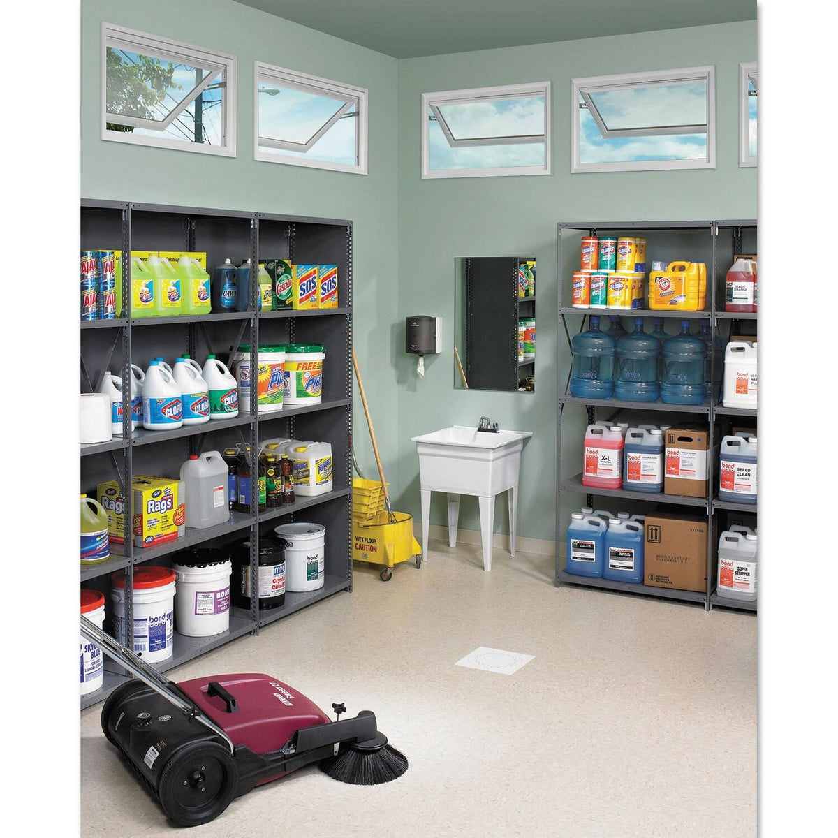 Closed Commercial Steel Shelving Five-Shelf 36W x 18D x 75H Medium Gray B647