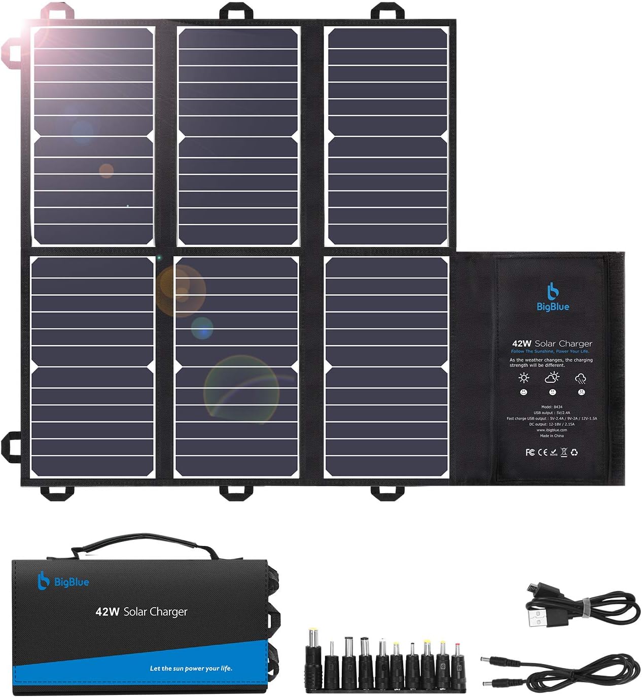 42W Portable Solar Charger with USB and DC Output S3433