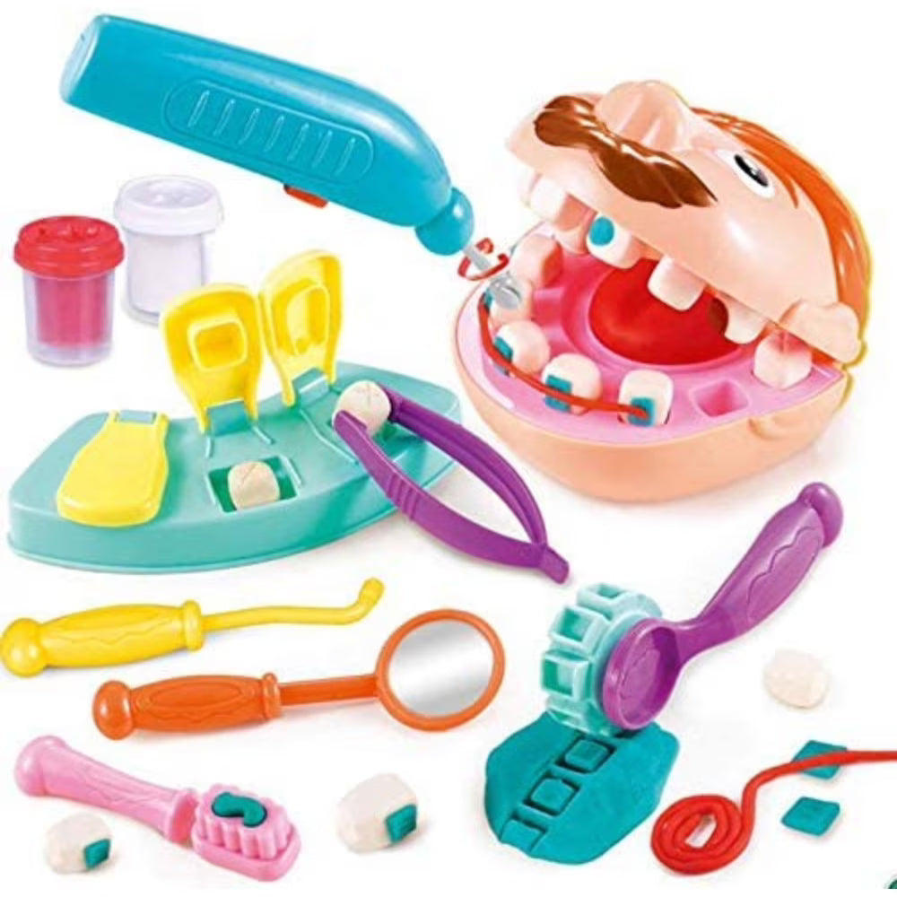 Kids Little Dentist Play Dough Set Toy Doctor Drill and Fill Playset Playdough Toy Set F414676