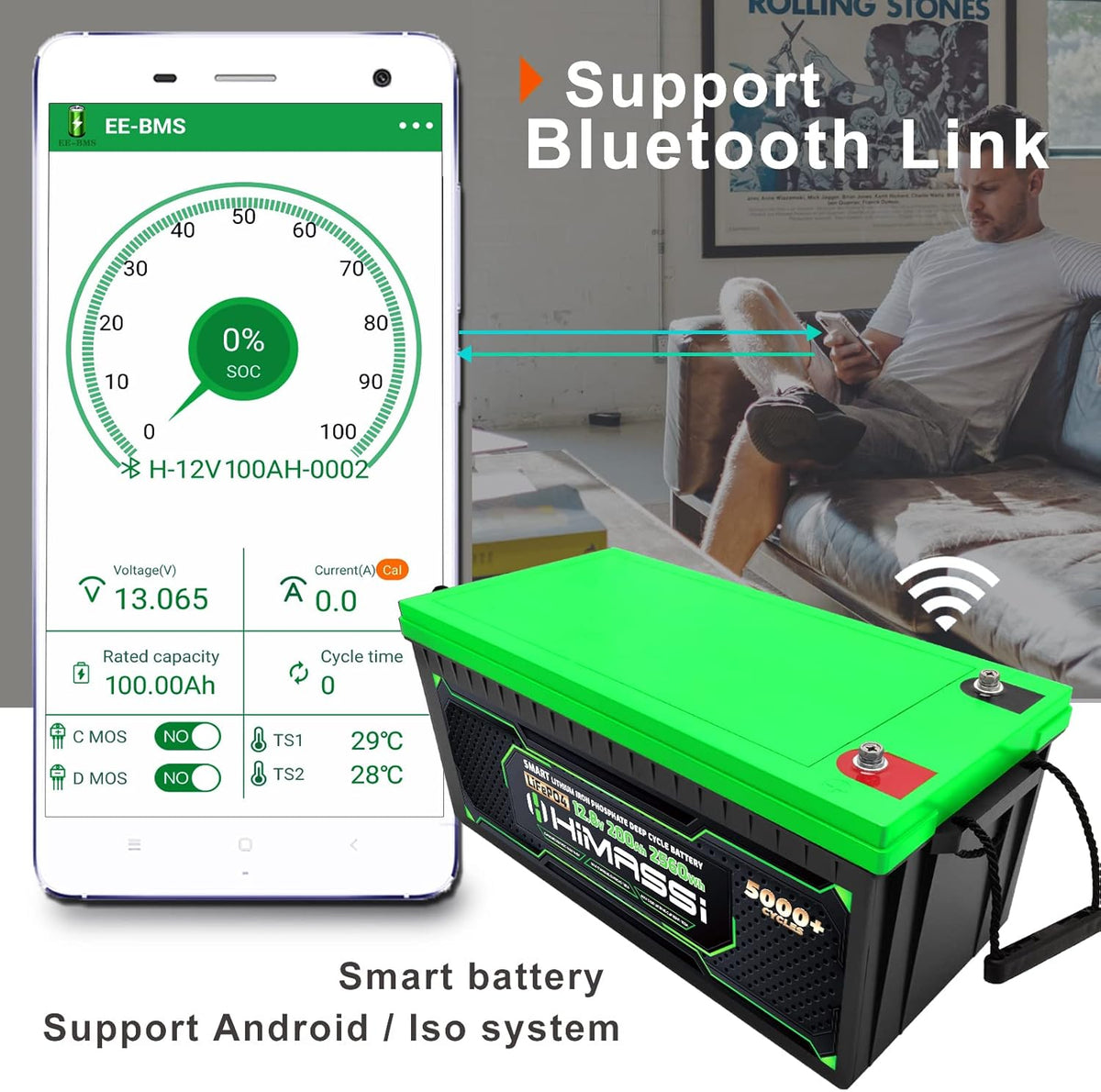 12v 200ah Bluetooth Lithium Iron Phosphate Battery U1364